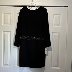Jones New York Black Long Sleeve Dress with Beaded Waist Size 10 NWT
